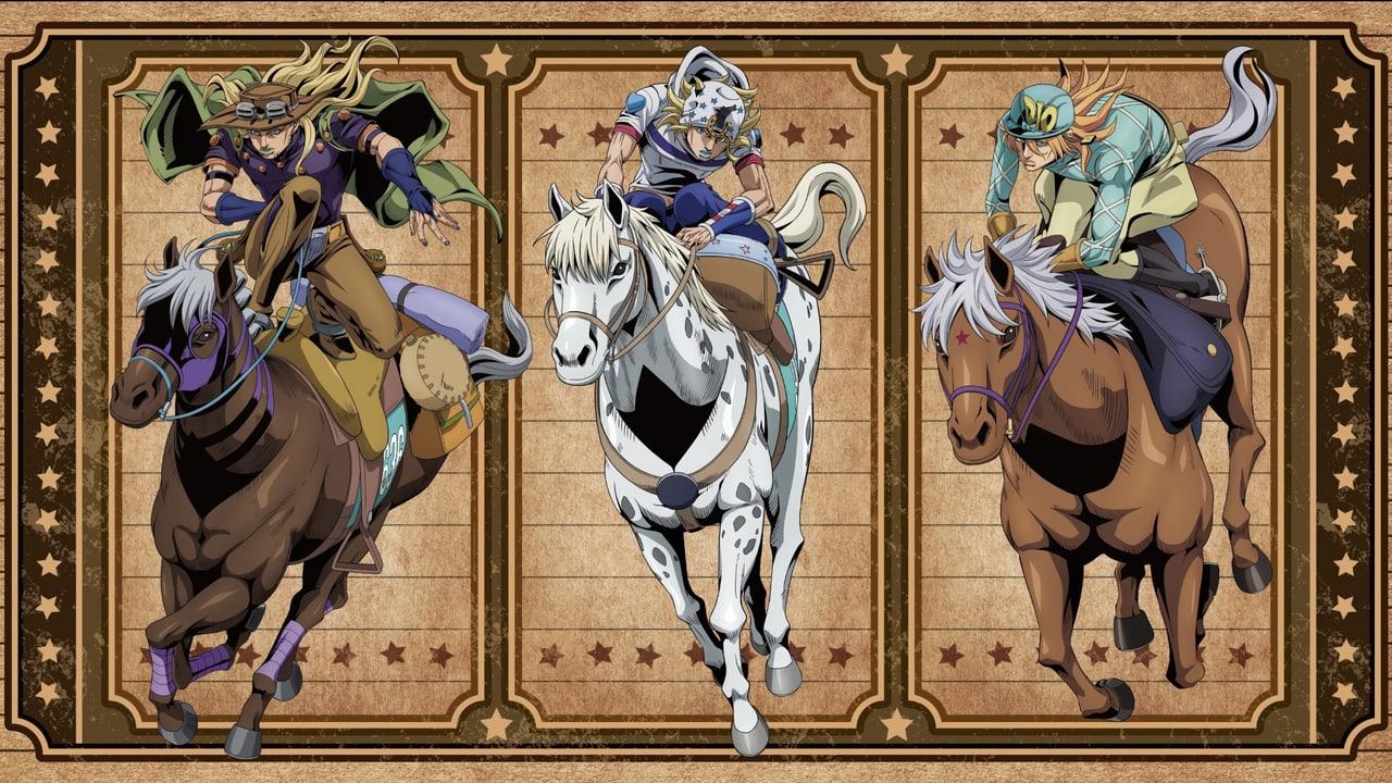 Three riders and their horses appear inside ornate western-style frames. Stars, gold borders and the outside riders preserve the triptych beyond the conversation.