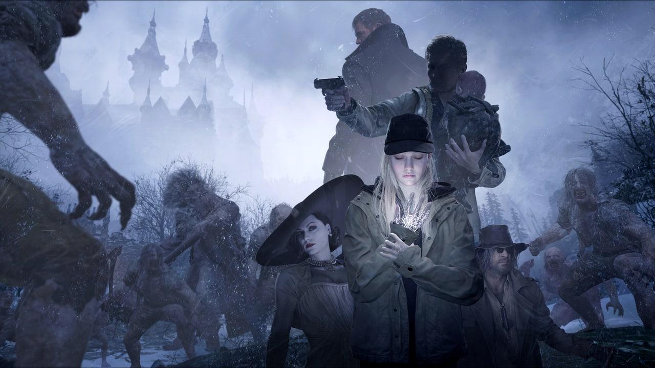 The Winters-era cast appears in cold mist beneath a distant castle. Bare branches and looming figures fill the gray-blue margins. Source: 4kwallpapers.com. Original artist not identified by the source page.