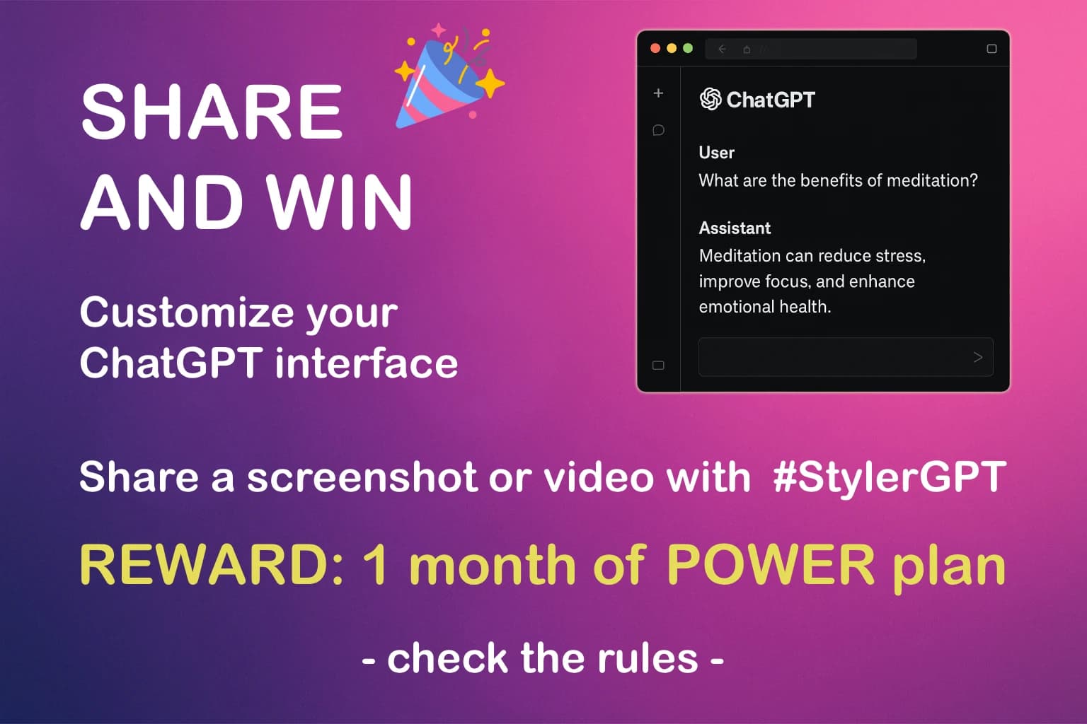 StylerGPT Share and Win - Get 1 Month Free Power Subscription