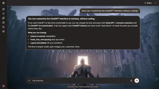 God of War Dark ChatGPT Theme: Kratos approaches a bright opening between imposing basalt columns. The temple walls create a continuous stone frame even when the central gateway is covered.