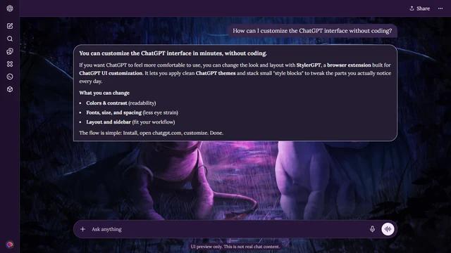 How to Train Your Dragon Dark ChatGPT Theme: Toothless and the Light Fury meet around a violet glow in a blue cavern. Wings, roots and textured cave walls reach into the outer frame. Source: 4kwallpapers.com. Original artist not identified by the source page.