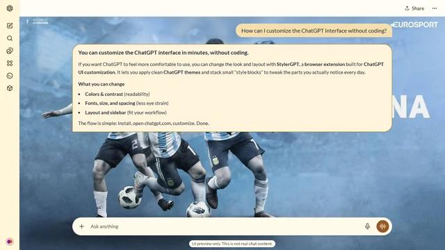 Lionel Messi Light ChatGPT Theme: Paulo Dybala, Lionel Messi and Ángel Di María cross the left half of a pale-blue Argentina collage while the team name fills the right.