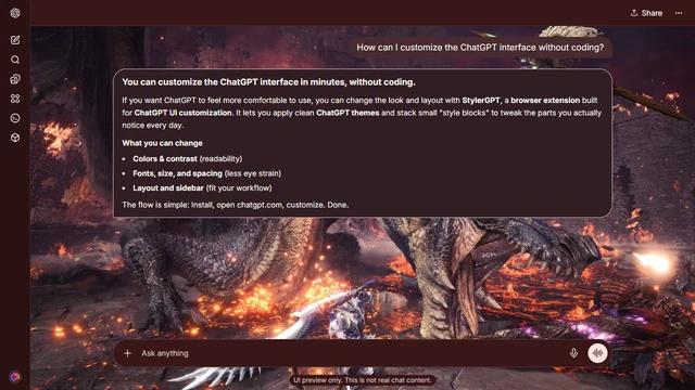 Monster Hunter Dark ChatGPT Theme: Hunters confront Fatalis amid burning ruins and scattered sparks. Dragon scales, masonry and fire cover the width of the battle scene. Source: opalepro on Wallpapers.com. Original artist not identified by the page.