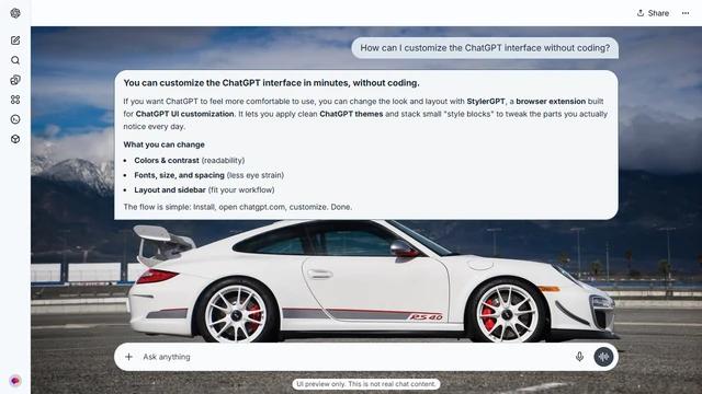 Porsche 911 GT3 RS Light ChatGPT Theme: A white 2011 Porsche 911 GT3 RS 4.0 stands in side profile on a circuit with snow-covered mountains beyond.