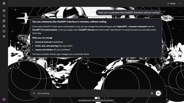 Star Wars Dark ChatGPT Theme: Black-and-white Star Wars character portraits and spacecraft fill a dense horizontal collage.