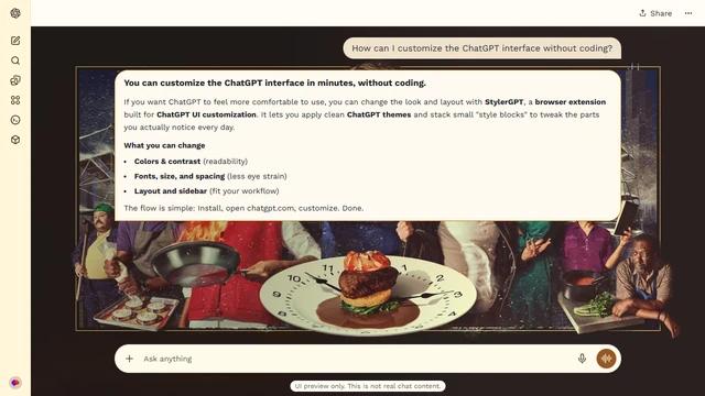 The Bear Light ChatGPT Theme: Carmy leans over a plated dish while the restaurant team surrounds him in a warm, framed composition. Kitchen equipment and colleagues continue to the outer margins. Source: Alpha Coders, discovered by Jesus Avila.
