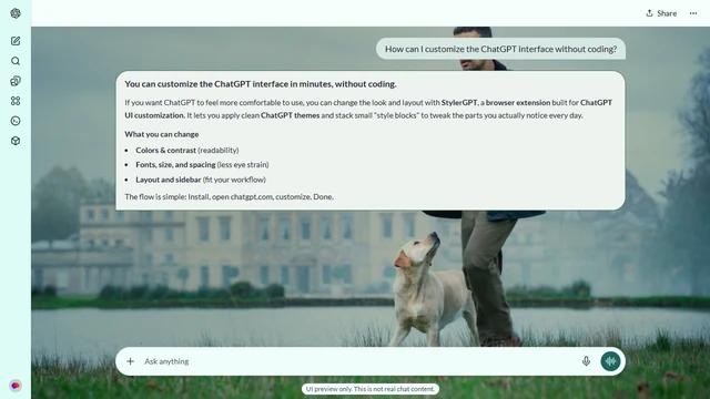 The Gentlemen Light ChatGPT Theme: Theo James as Eddie stands beside a dog on the lawn in front of a large country house under a pale sky.