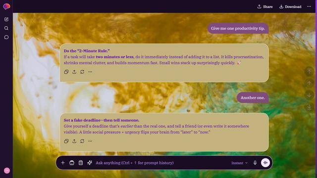 Amber Basin is a dark purple ChatGPT theme with an image background.