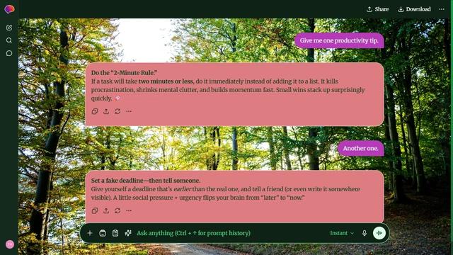 Amber Crest is a dark green ChatGPT theme with an image background.