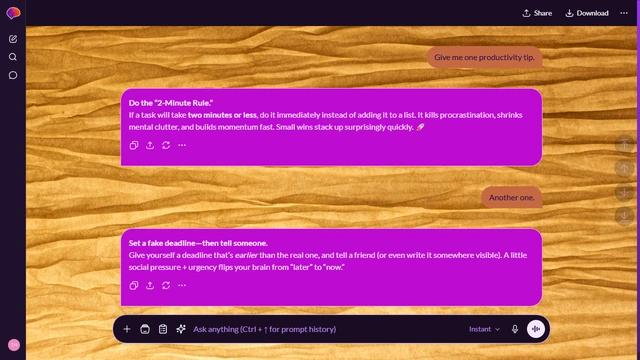 Breezy Canvas is a dark purple ChatGPT theme with an image background.