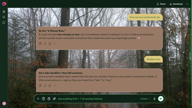 Breezy Echo is a dark green ChatGPT theme with an image background.