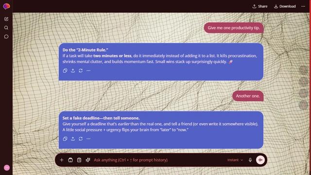 Clouded Whorl is a dark red ChatGPT theme with an image background.