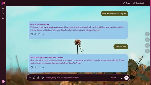 Drifting Valley is a dark pink ChatGPT theme with an image background.