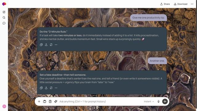 Dusty Bay is a light stone ChatGPT theme with an image background.