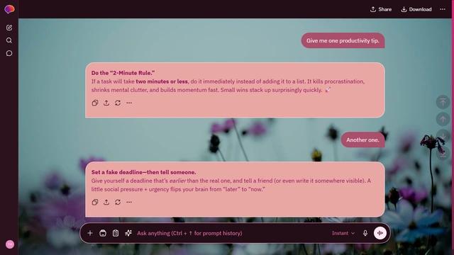 Echoing Veil is a dark pink ChatGPT theme with an image background.