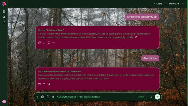 Faded Dune is a dark green ChatGPT theme with an image background.