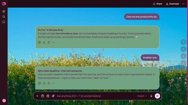 Faded Trace is a dark pink ChatGPT theme with an image background.