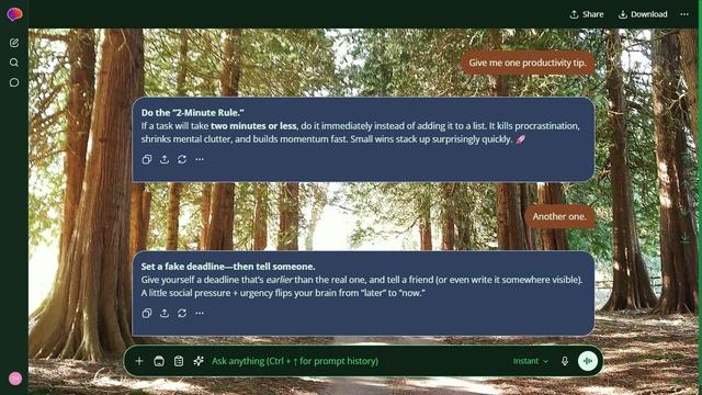 Frosted Crest is a dark green ChatGPT theme with an image background.
