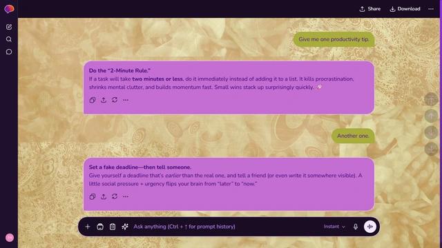 Gentle Canvas is a dark purple ChatGPT theme with an image background.