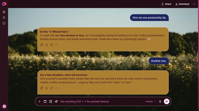 Gentle Updraft is a dark pink ChatGPT theme with an image background.
