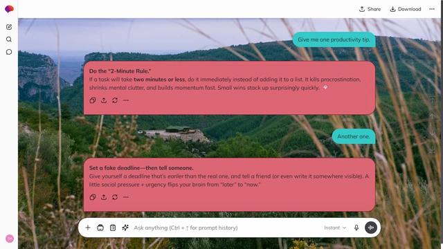 Glowing Crest is a light zinc ChatGPT theme with an image background.