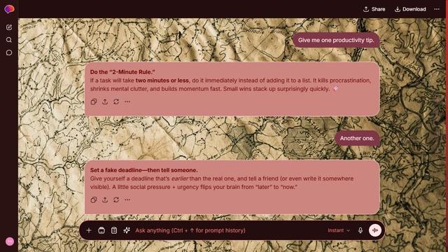 Hidden Whorl is a dark red ChatGPT theme with an image background.