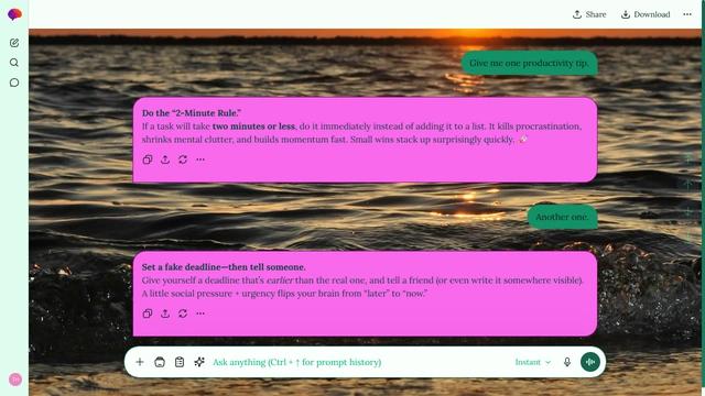 Hushed Dune is a light emerald ChatGPT theme with an image background.