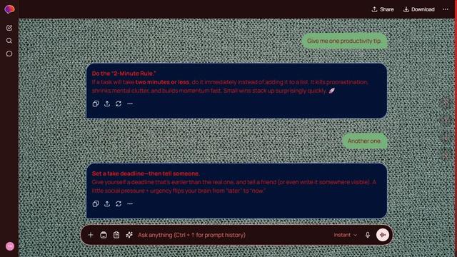 Lucent Wisp is a dark red ChatGPT theme with an image background.