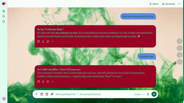 Luminous Glade is a light emerald ChatGPT theme with an image background.