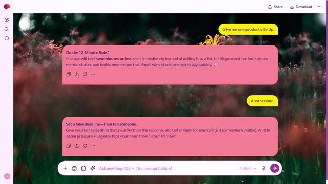 Misty Harbor is a light fuchsia ChatGPT theme with an image background.