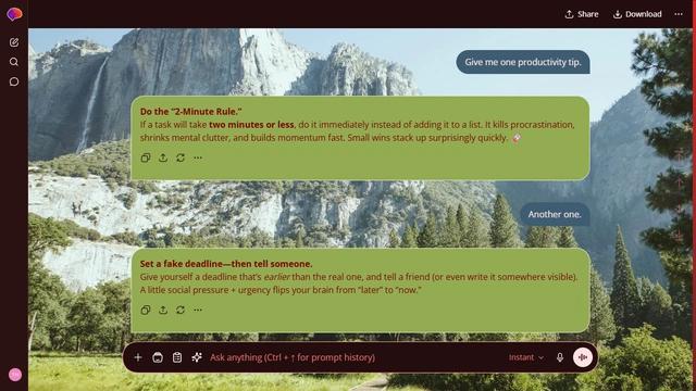 Misty Wake is a dark red ChatGPT theme with an image background.