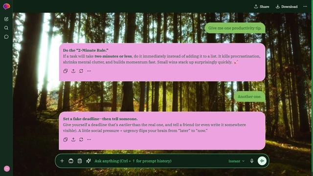 Moonlit Dune is a dark green ChatGPT theme with an image background.