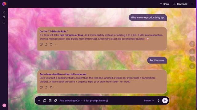 Muted Basin is a dark purple ChatGPT theme with an image background.