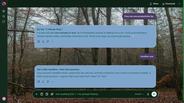 Muted Crest is a dark green ChatGPT theme with an image background.