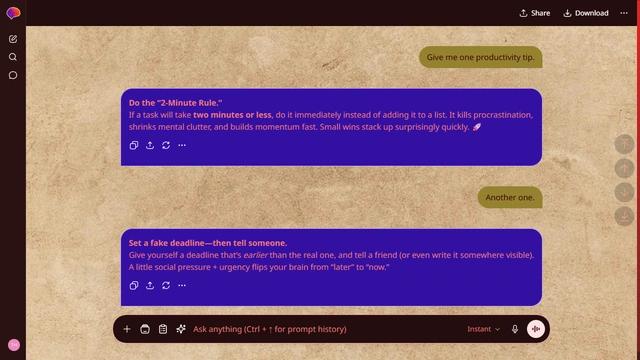 Quiet Arcade is a dark red ChatGPT theme with an image background.