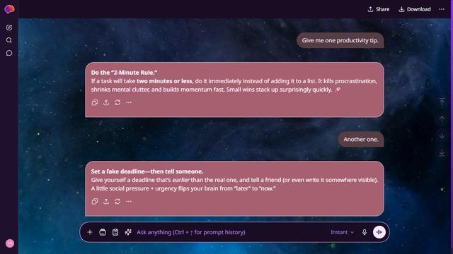 Quiet Basin is a dark purple ChatGPT theme with an image background.