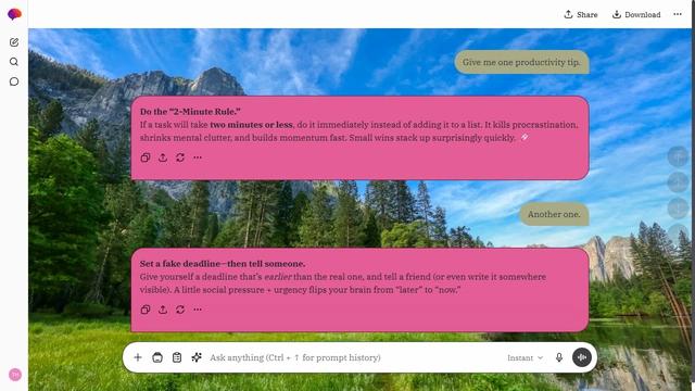 Serene Crest is a light zinc ChatGPT theme with an image background.
