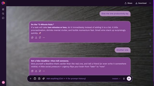 Shaded Canyon is a dark purple ChatGPT theme with an image background.
