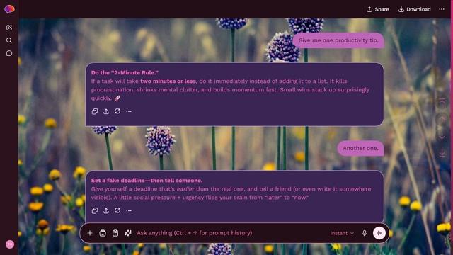 Shaded Valley is a dark pink ChatGPT theme with an image background.
