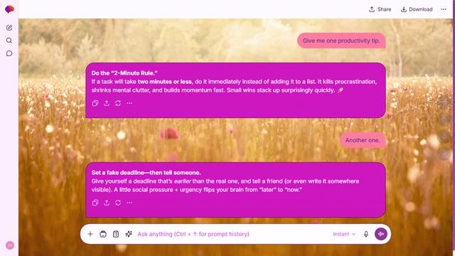 Shadowed Haze is a light fuchsia ChatGPT theme with an image background.