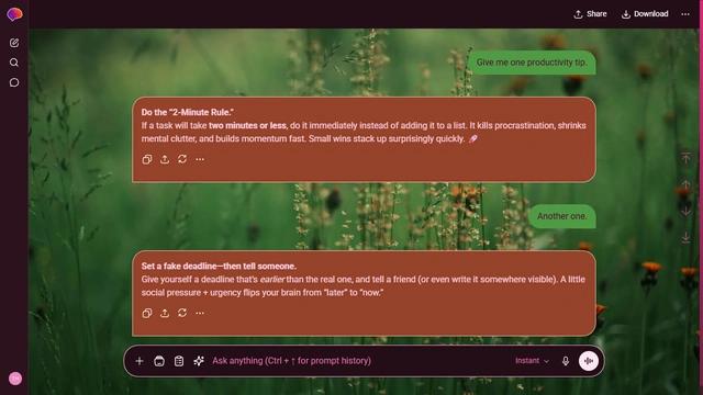 Shadowed Updraft is a dark pink ChatGPT theme with an image background.