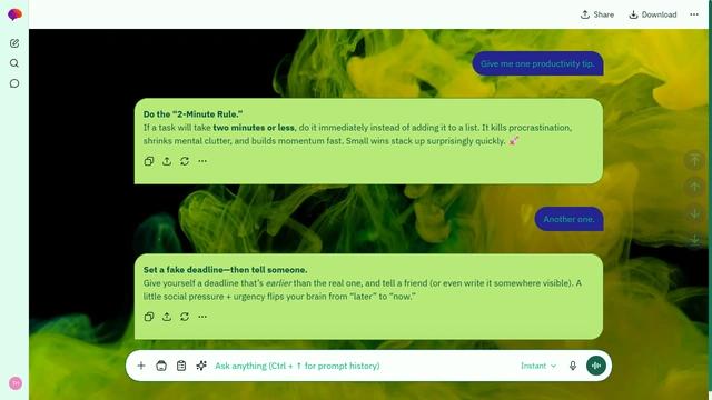 Soft Glade is a light emerald ChatGPT theme with an image background.
