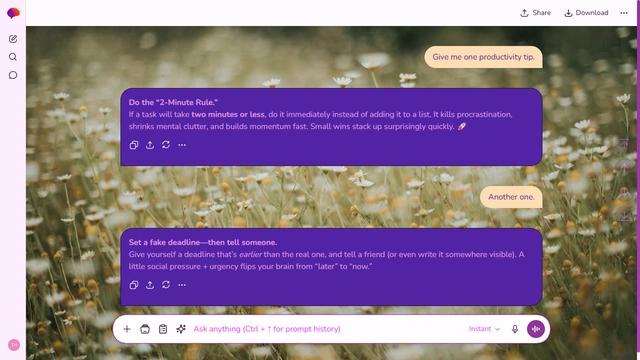 Still Harbor is a light fuchsia ChatGPT theme with an image background.