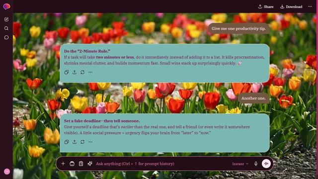 Still Trace is a dark pink ChatGPT theme with an image background.