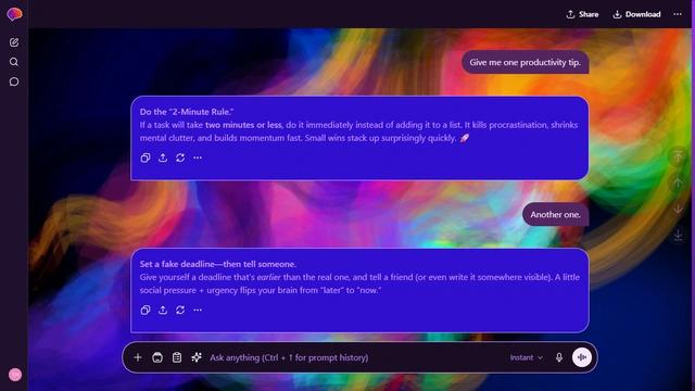 Stormy Basin is a dark purple ChatGPT theme with an image background.