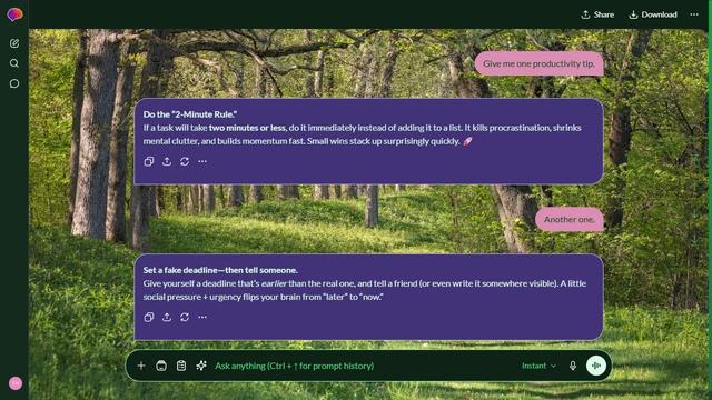 Stormy Crest is a dark green ChatGPT theme with an image background.