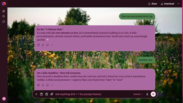 Sunlit Updraft is a dark pink ChatGPT theme with an image background.