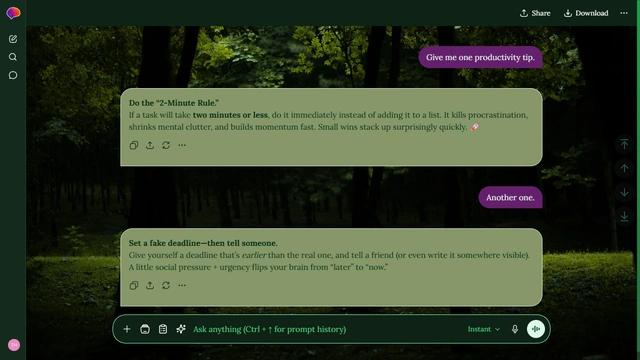 Tonal Echo is a dark green ChatGPT theme with an image background.