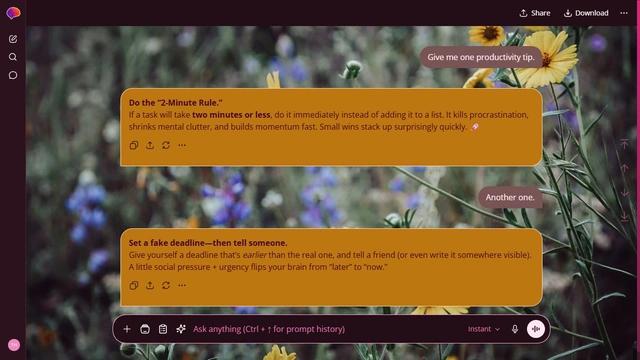 Tonal Updraft is a dark pink ChatGPT theme with an image background.