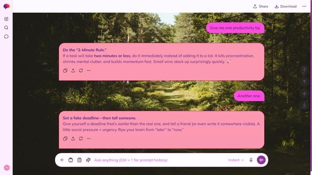 Velvet Grain is a light fuchsia ChatGPT theme with an image background.